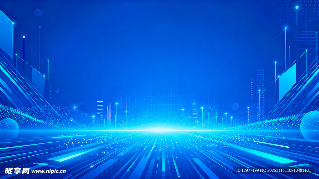 科技感蓝色未来城市背景