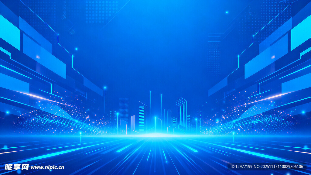 科技感蓝色未来城市场景