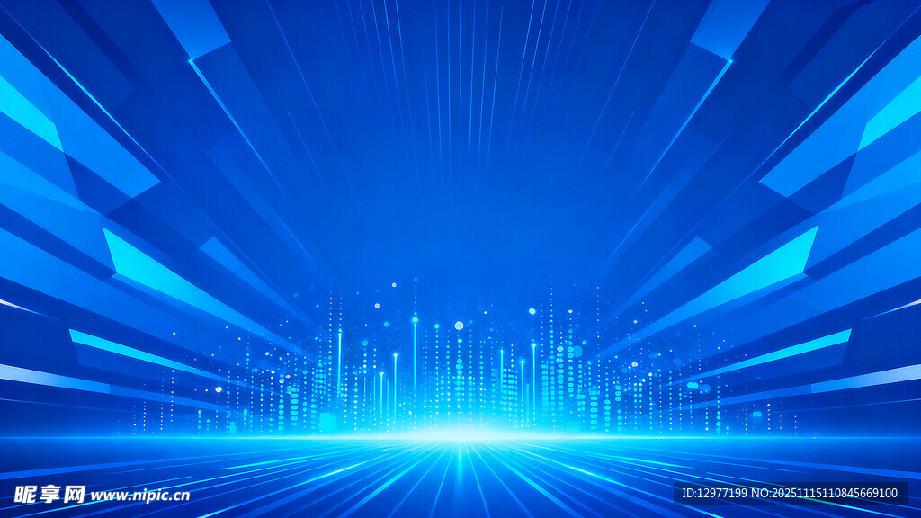 蓝色科技感光线背景画面