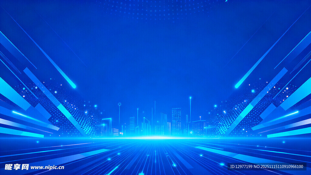 蓝色科技感光线背景图