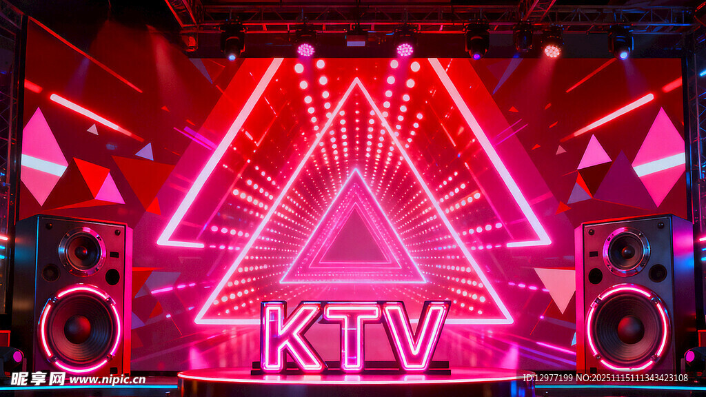 炫酷KTV室内霓虹灯光场景