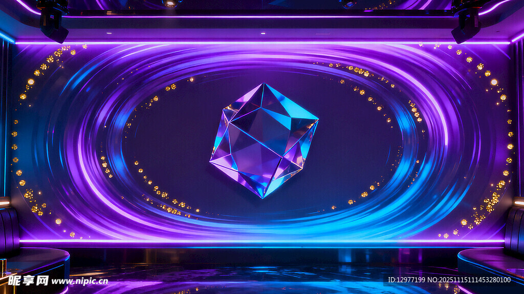 炫酷紫色科技感立体方块场景