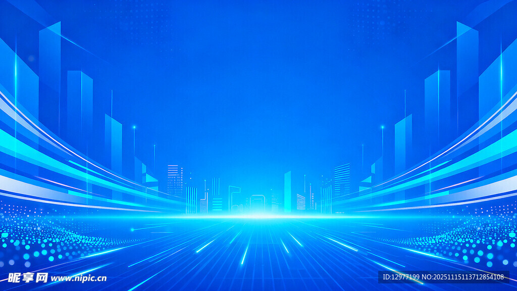科技感蓝色未来城市背景