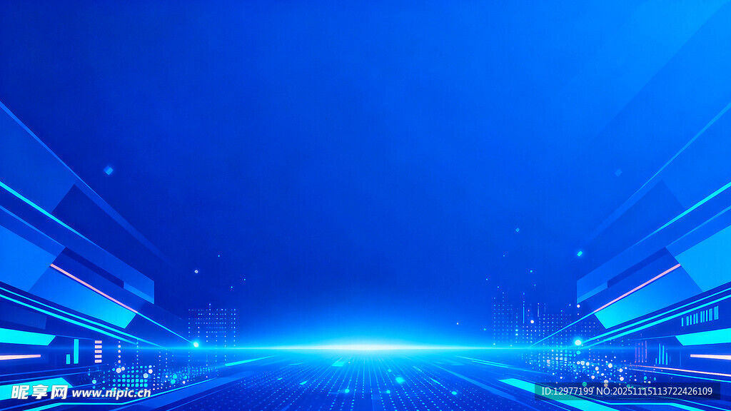 科技感蓝色未来场景画面