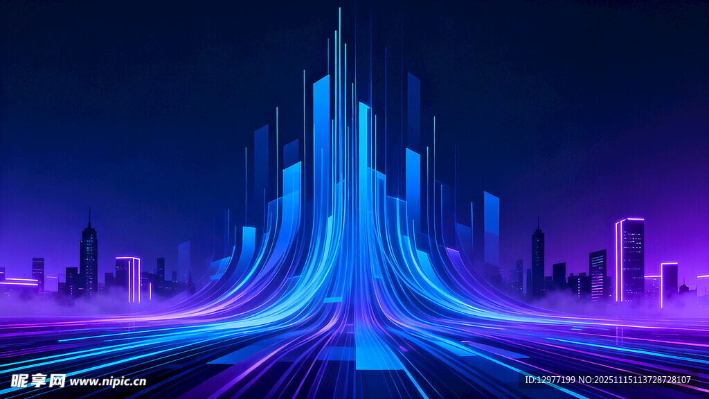 未来都市霓虹夜景