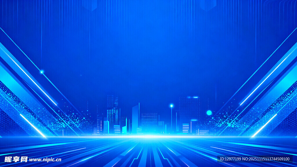 蓝色科技感炫酷光影背景