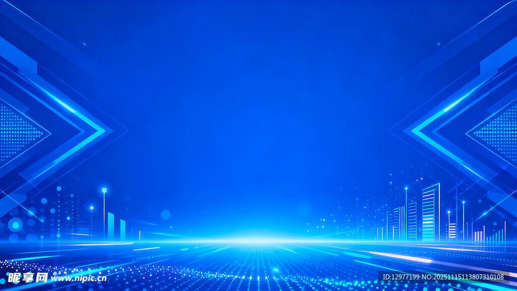 科技感蓝色未来城市背景