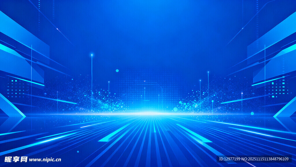 科技感蓝色未来道路场景