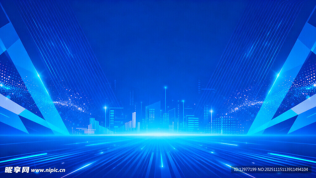 蓝色科技风未来感舞台背景
