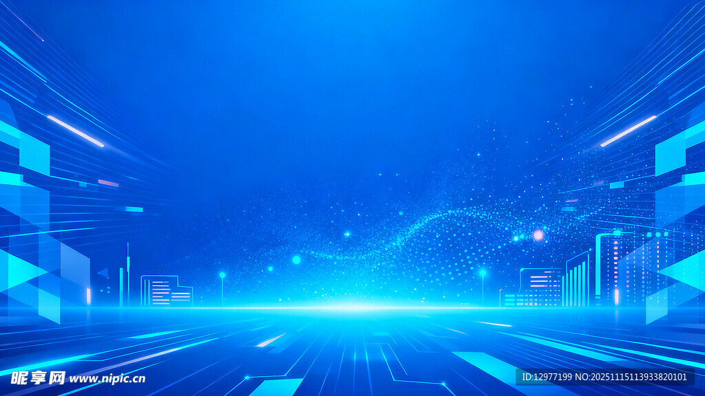 科技感蓝色未来城市背景