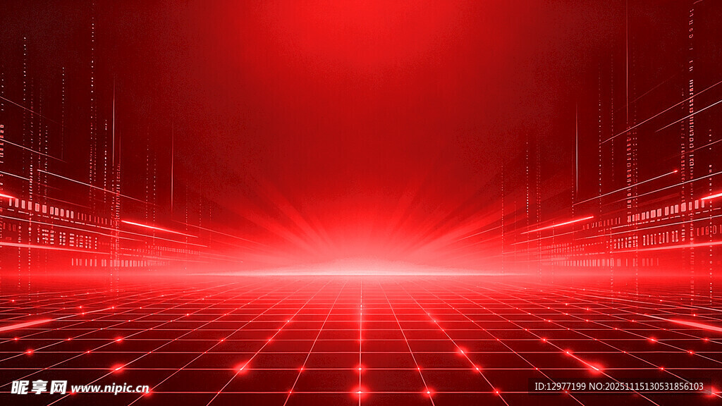 红色科技感光线背景画面