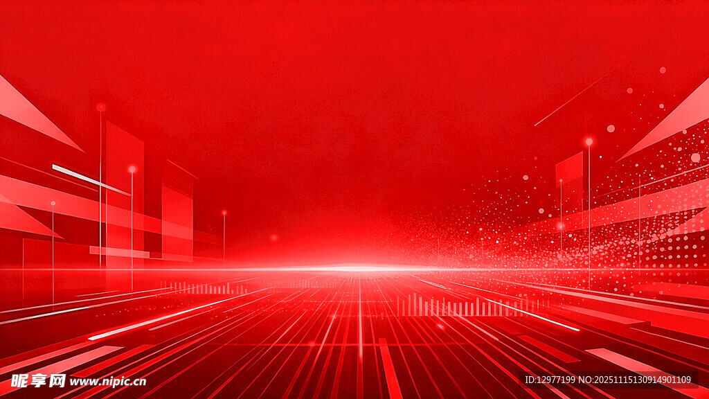 红色科技感光线背景画面