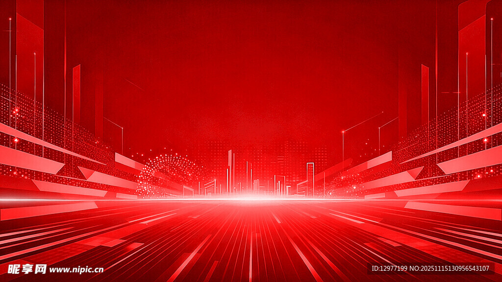 红色科技感光线背景画面