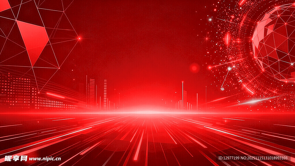 红色科技风未来感背景图