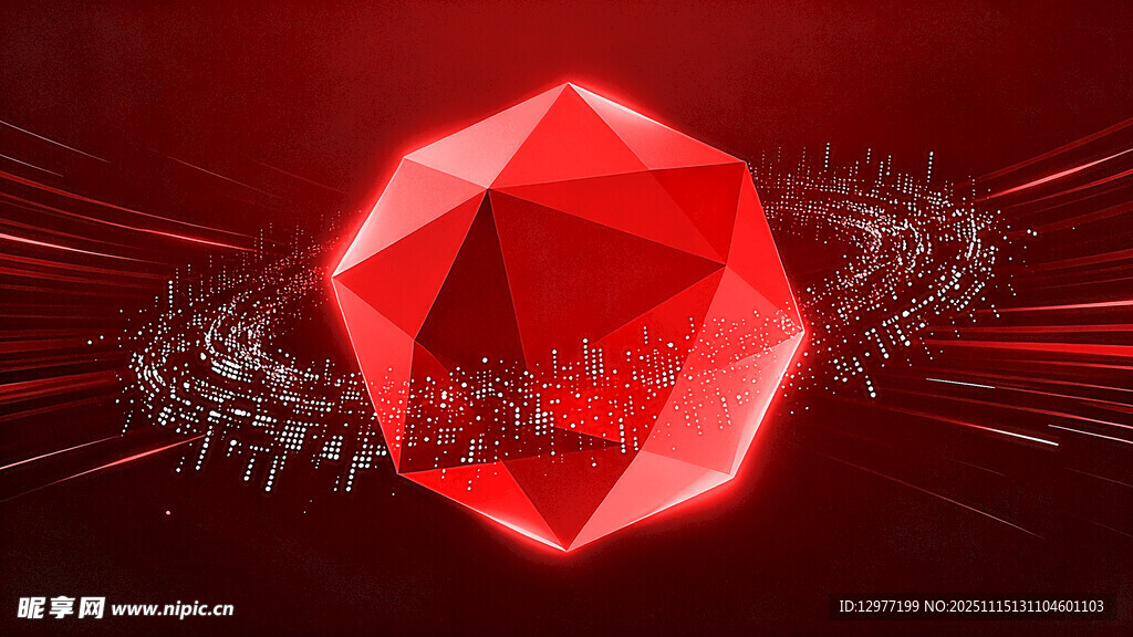 红色多边形晶体特效画面