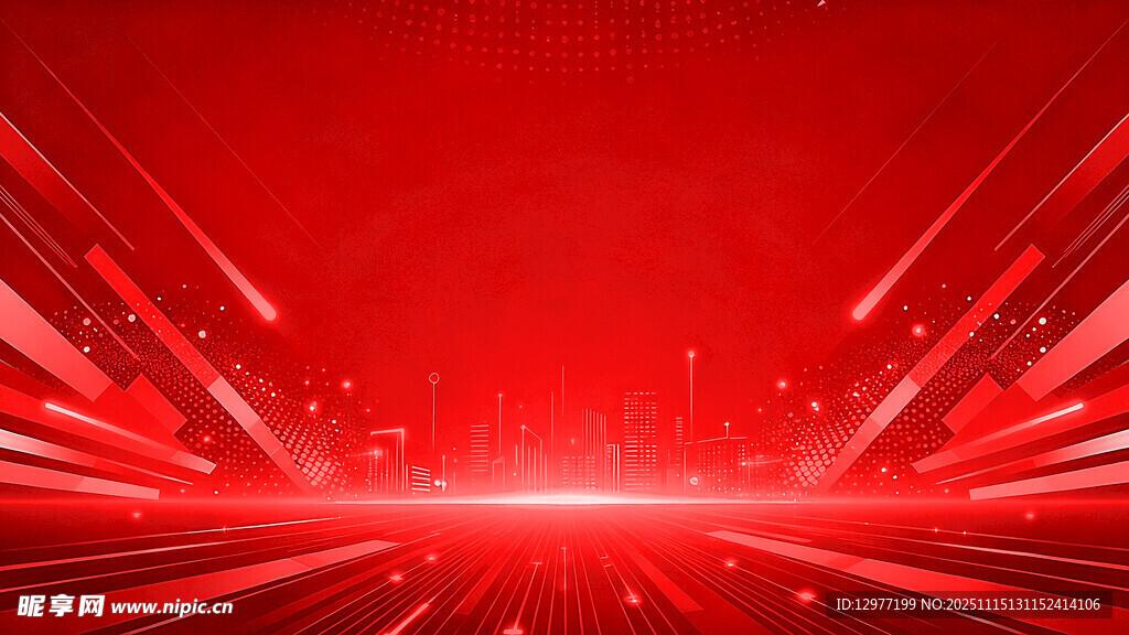 红色科技感光线背景画面