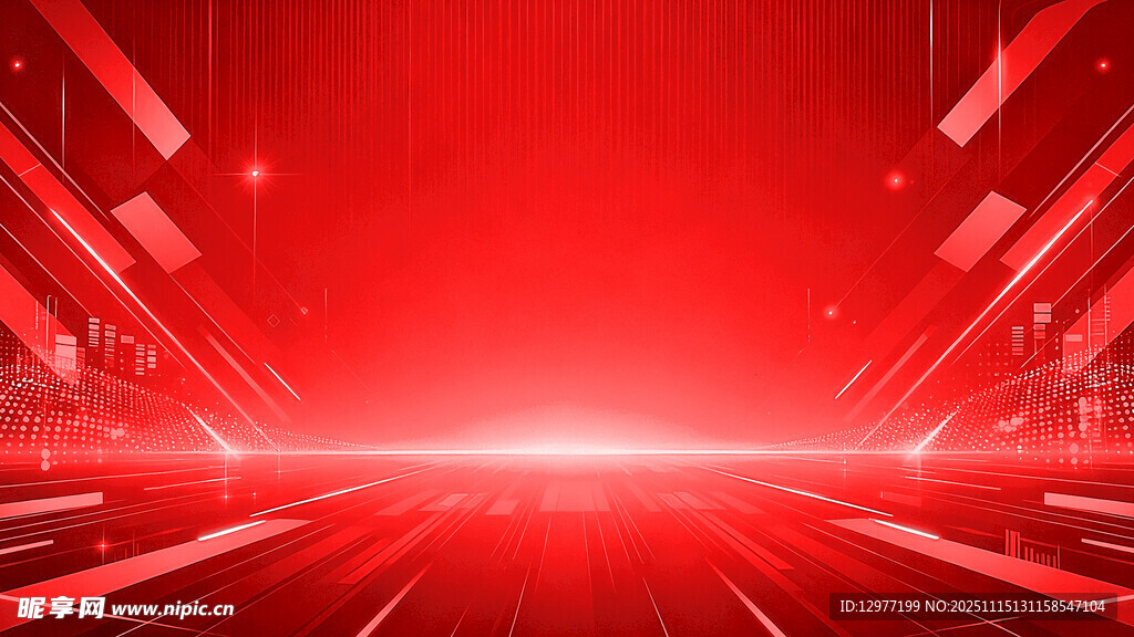 红色科技感光线背景画面