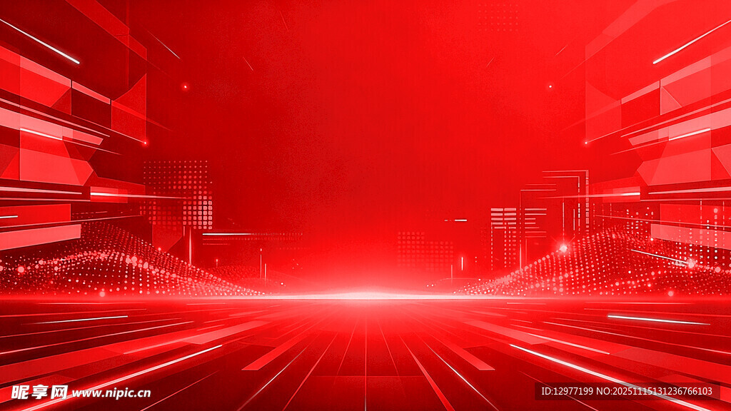 红色科技感光线背景画面