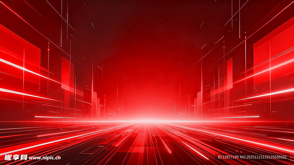 红色炫酷未来感光线通道