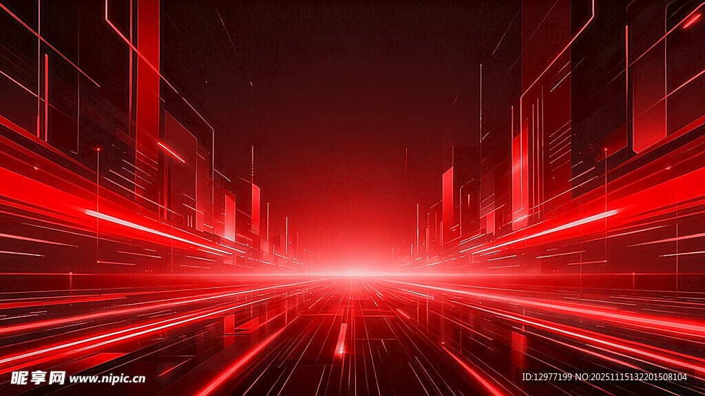 红色科技光线未来感背景