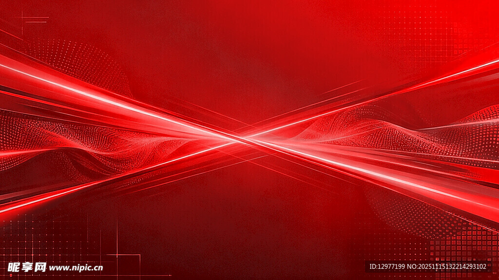 红色交叉光线科技背景图