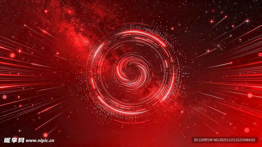 红色炫酷科技感光环背景