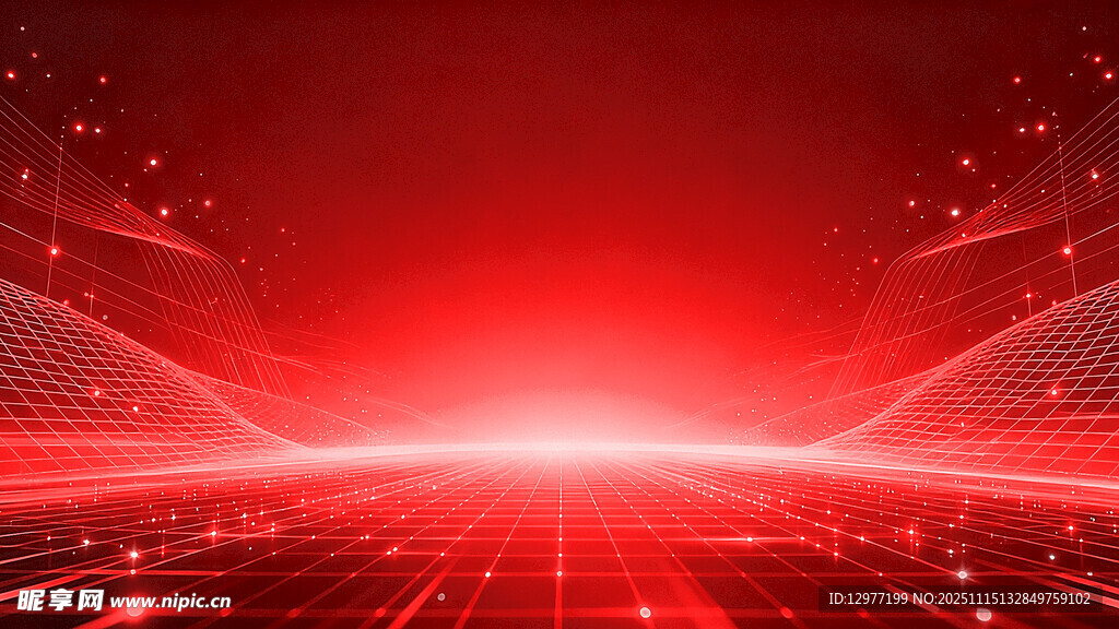 红色科技感光线背景画面