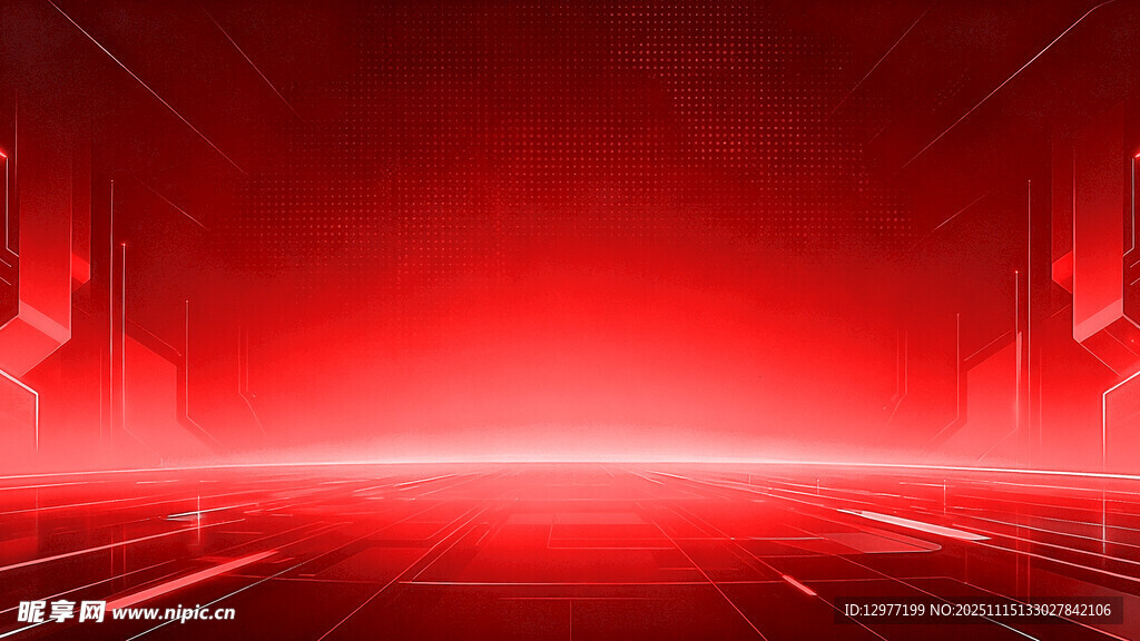 红色科技感炫酷光影背景