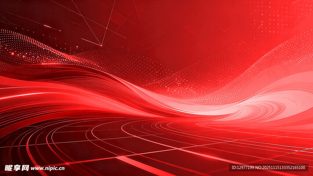 红色科技动感线条背景图