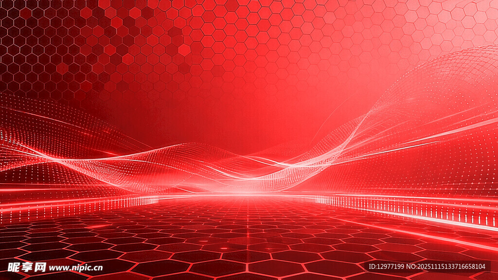 红色科技感光线背景图