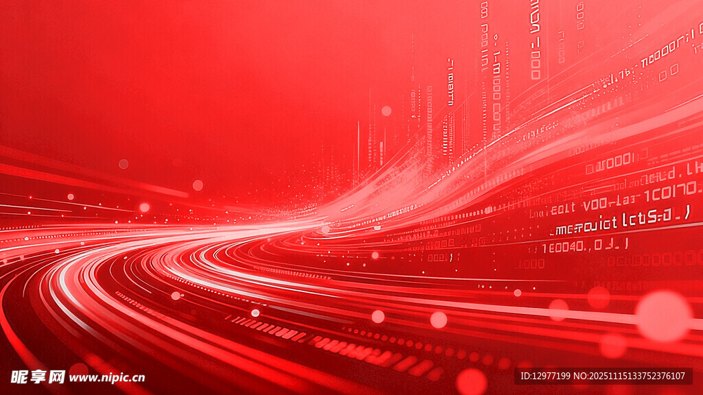 红色科技动感线条背景图