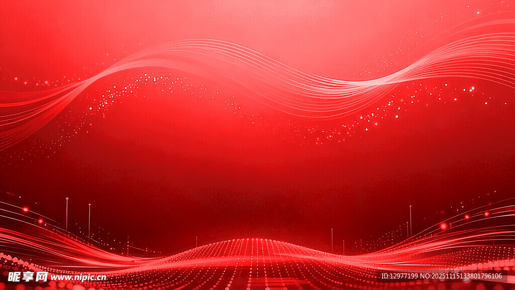 红色动感渐变波浪背景图