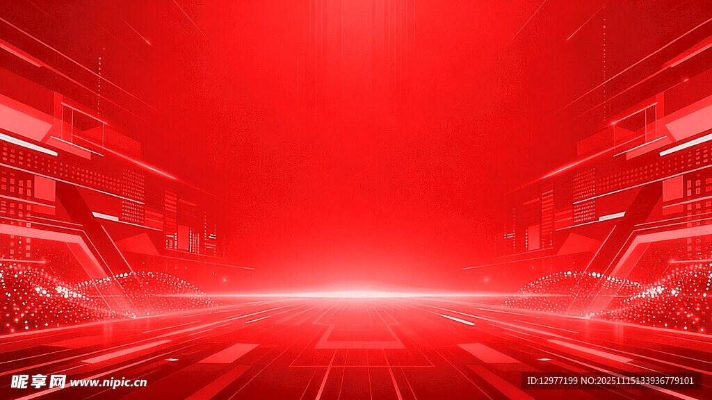 红色科技感未来空间背景