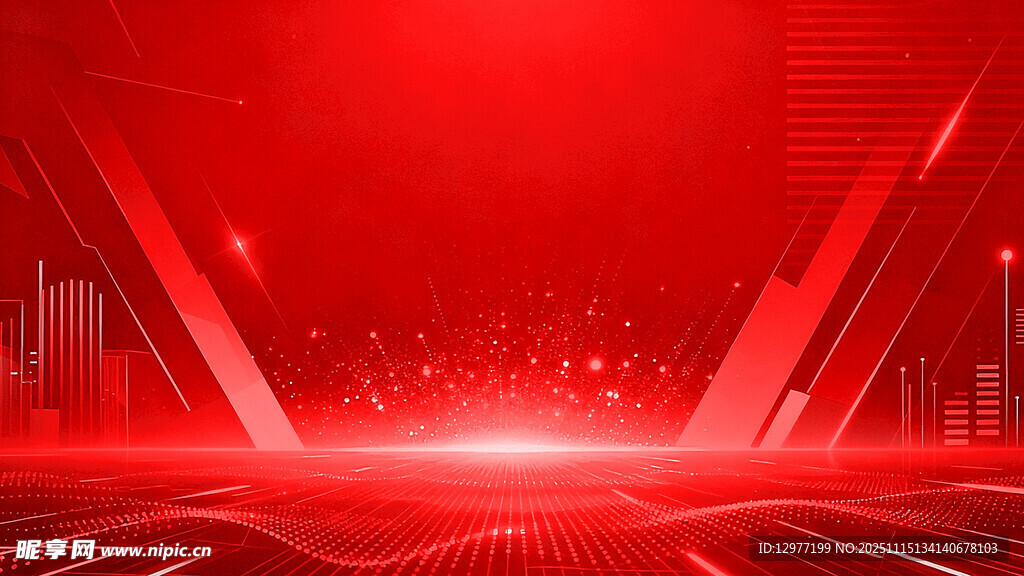 红色科技风舞台背景