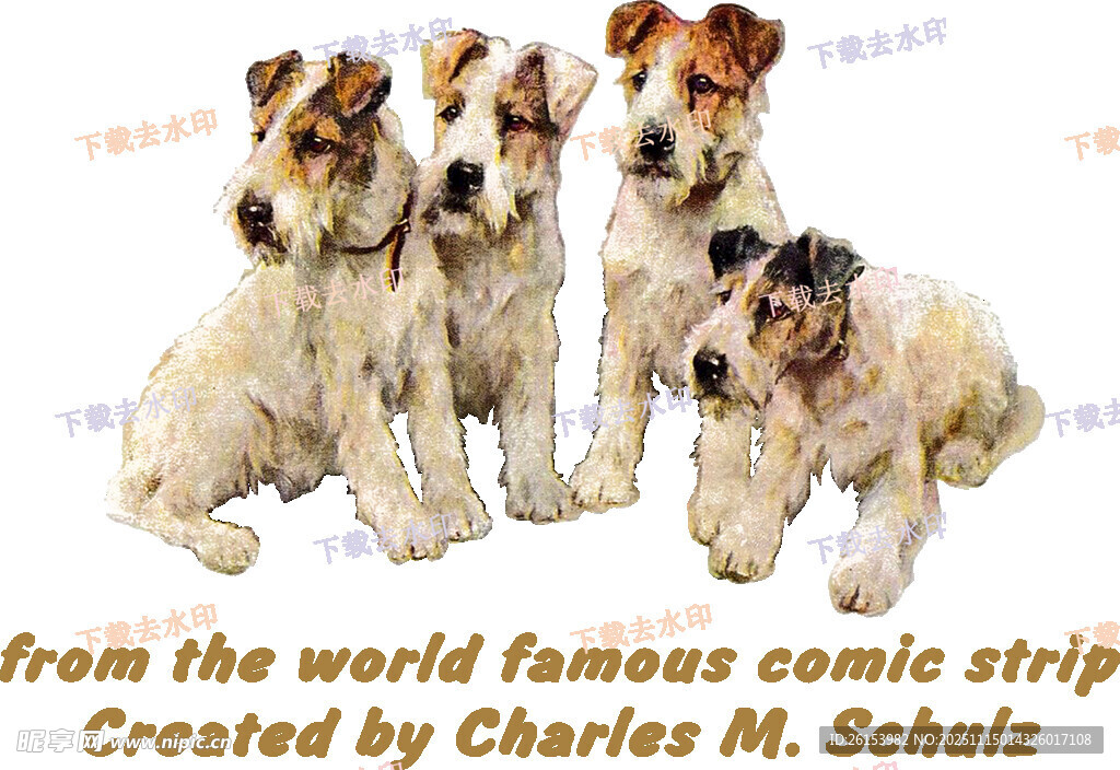 可爱小狗群像白墨 直喷 烫画