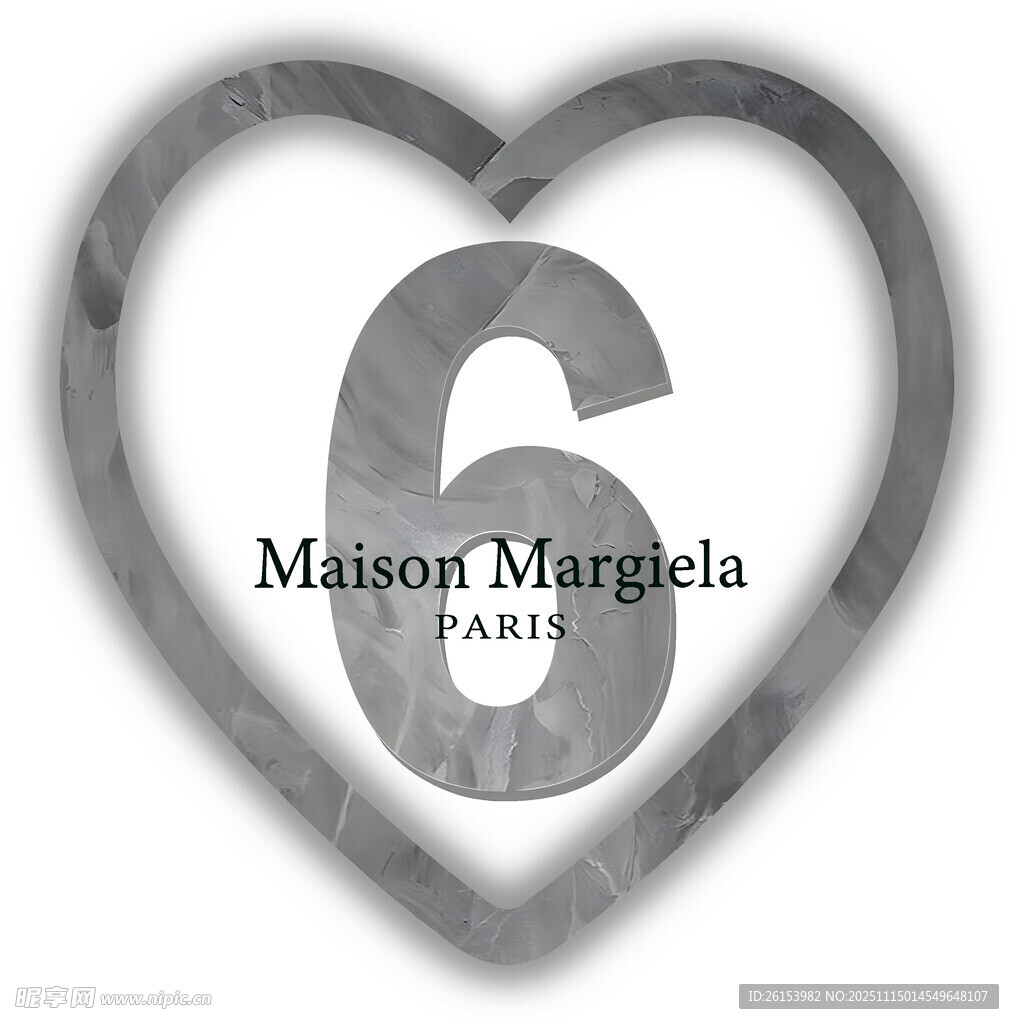 心形框内数字6白墨 直喷 烫画