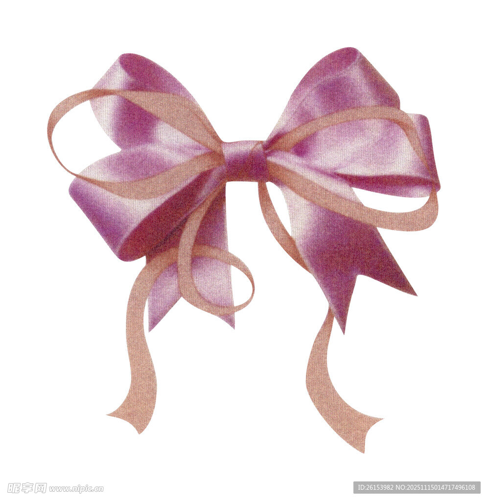 紫色渐变蝴蝶结装饰白墨 直喷 