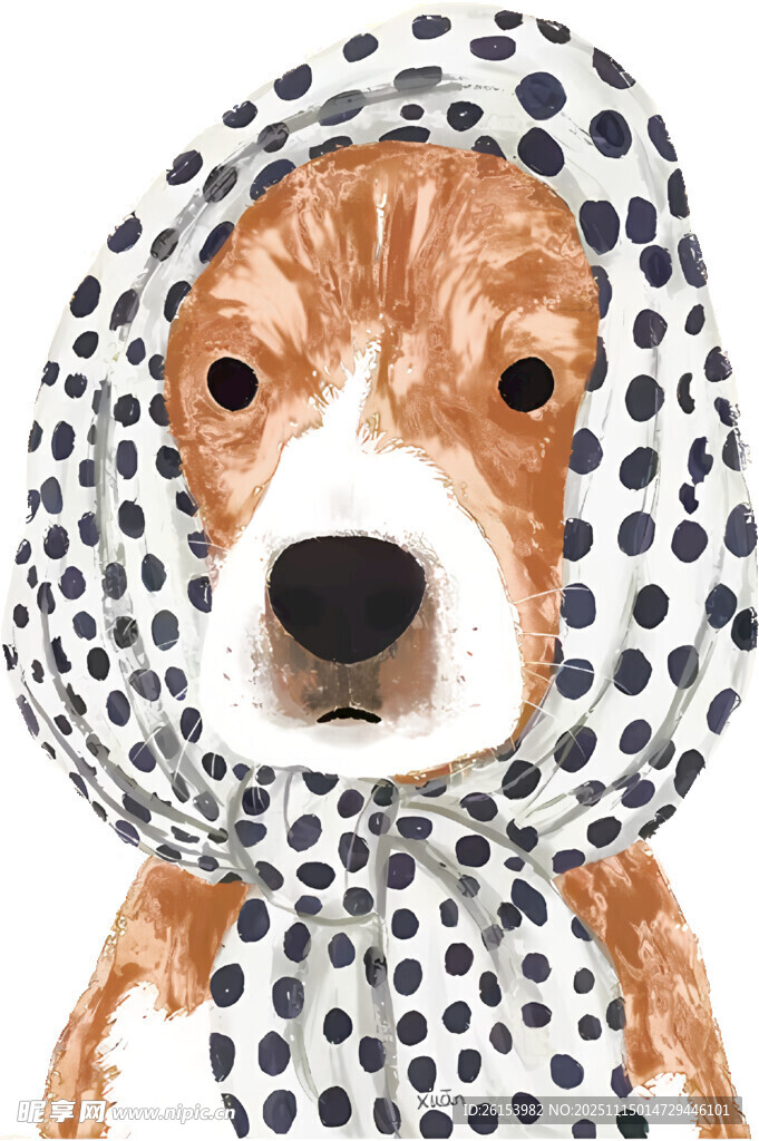 戴波点头巾的可爱狗狗白墨 直喷