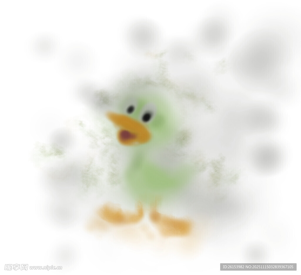 可爱绿色小鸡玩偶 白墨 直喷 