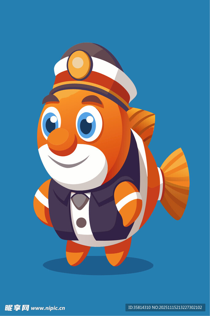 卡通小鱼飞行员形象