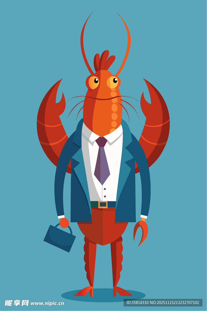 穿西装的螃蟹商务形象