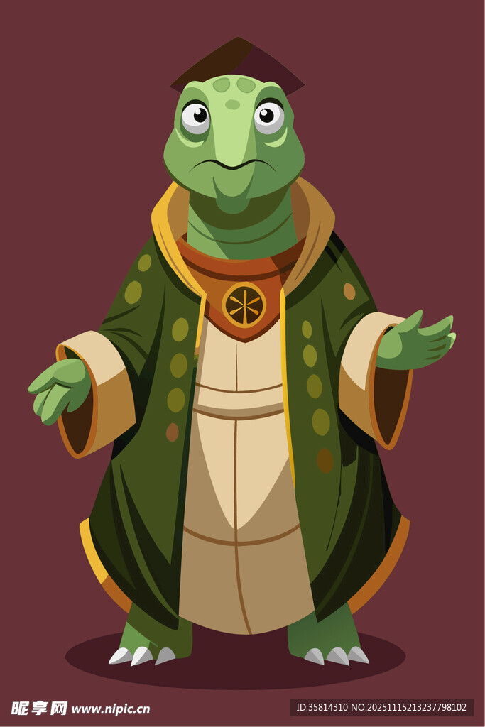 卡通乌龟法师形象