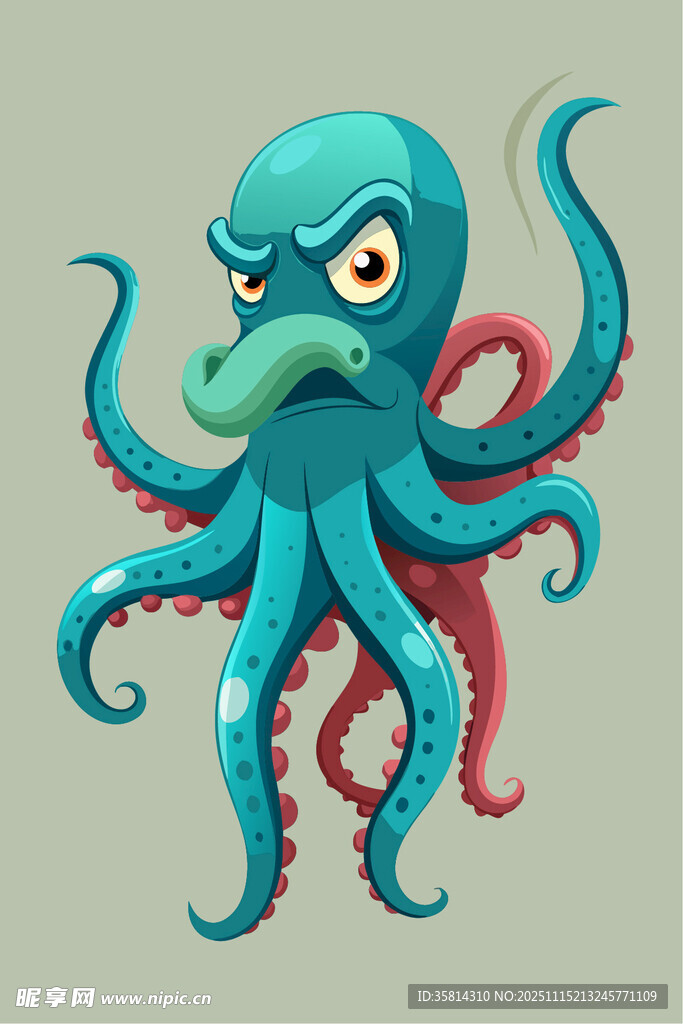 愤怒的卡通章鱼
