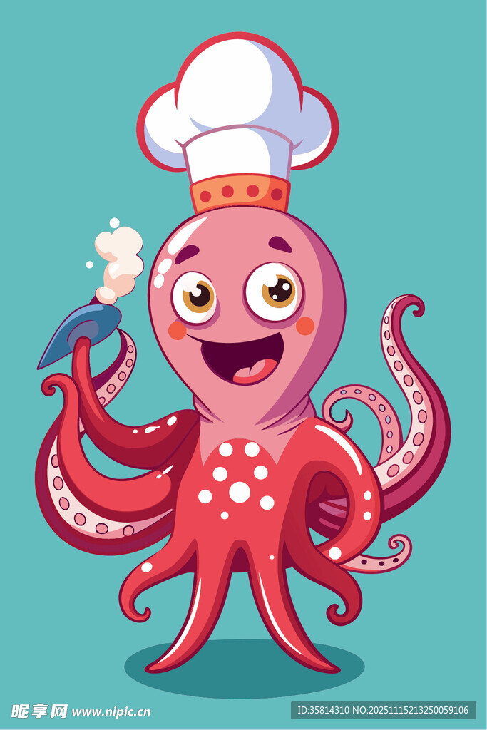 可爱章鱼厨师手持调料瓶