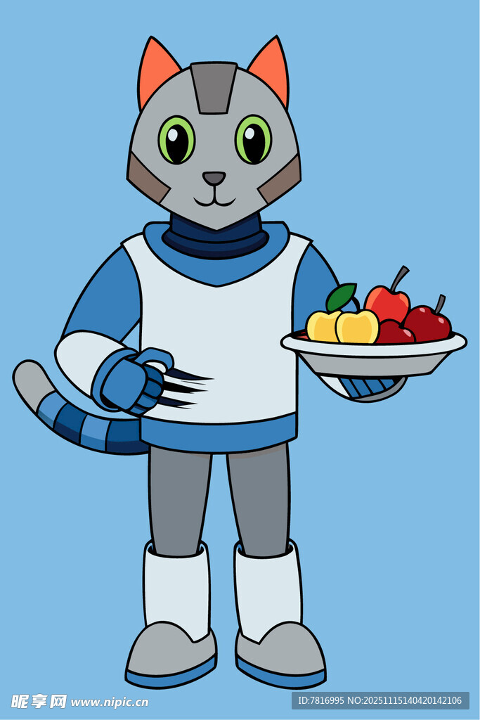 机器人猫咪端水果盘