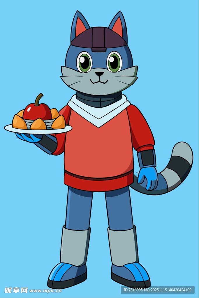 猫咪机器人端水果