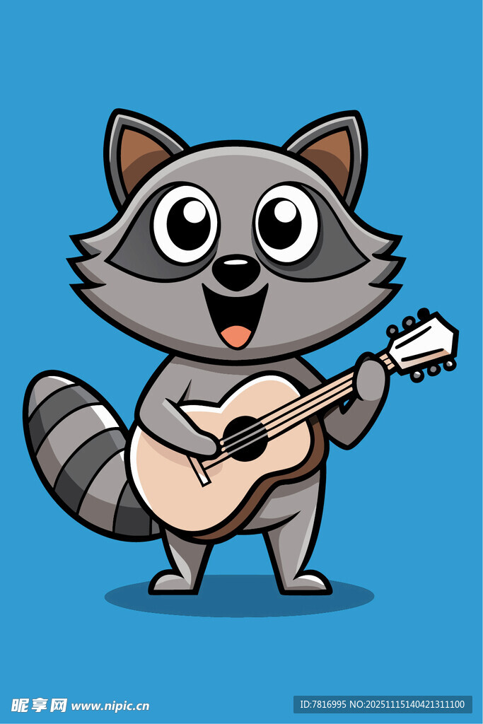 浣熊弹吉他的可爱瞬间