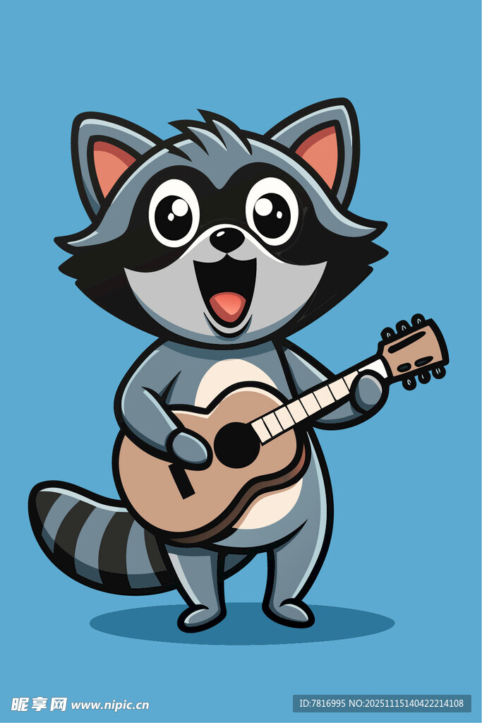 浣熊弹吉他的可爱瞬间