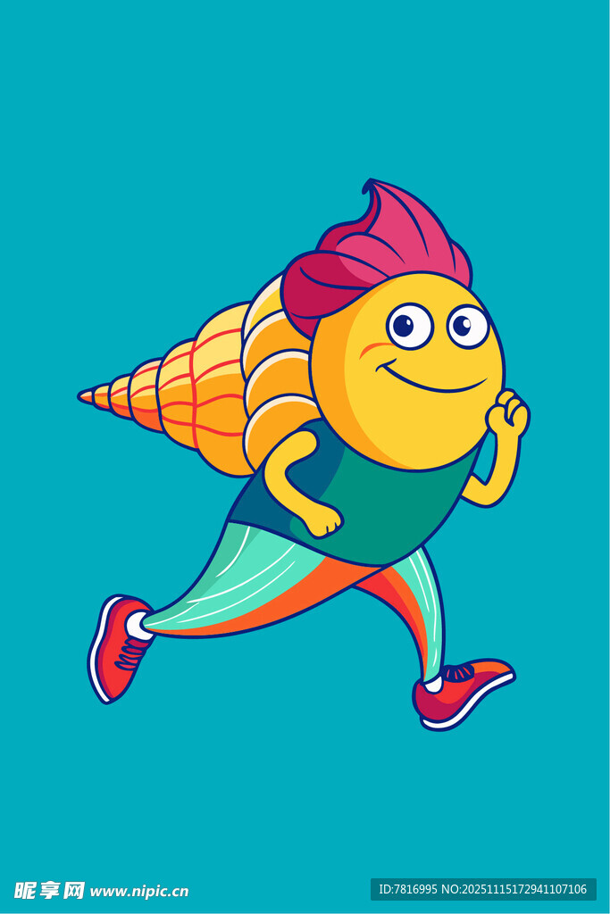 奔跑的海螺卡通形象