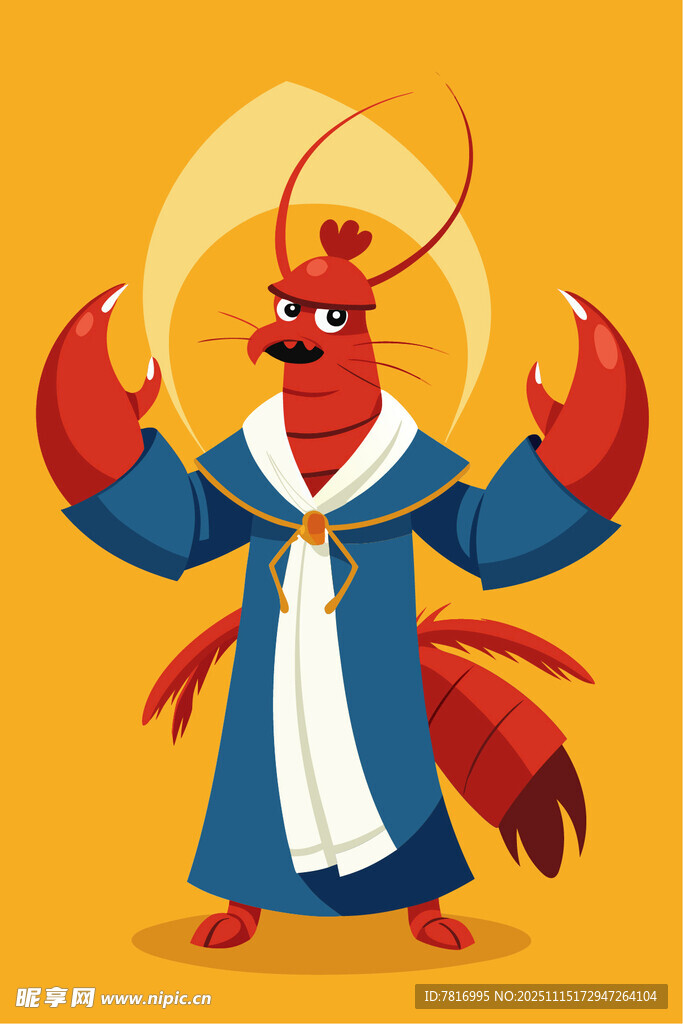 穿着学士服的螃蟹形象